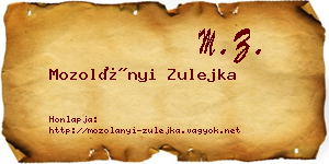 Mozolányi Zulejka névjegykártya